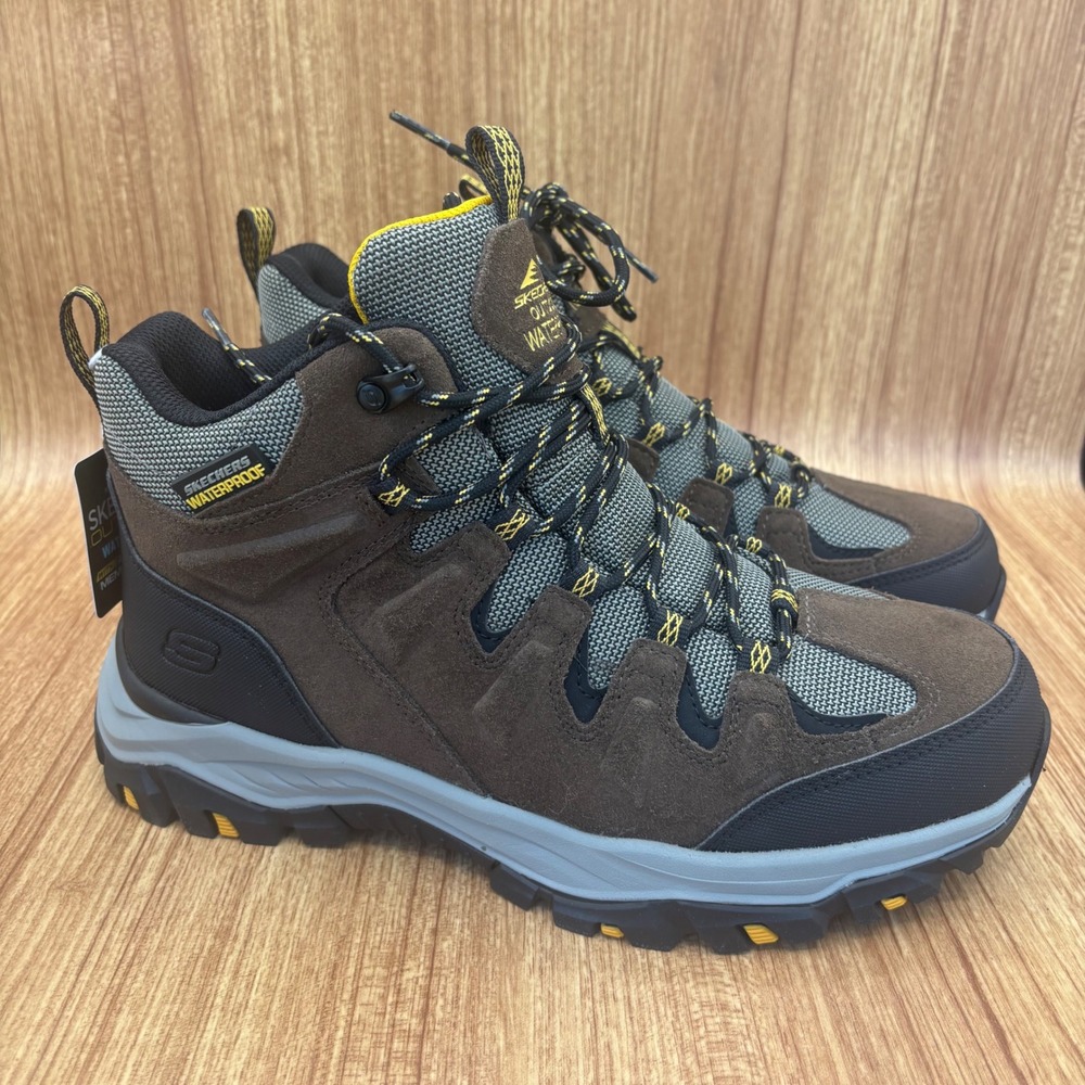 Skechers Rickter-Branson Hiking Boots Mens 8 Khaki Waterproof 204910 KHK NEW